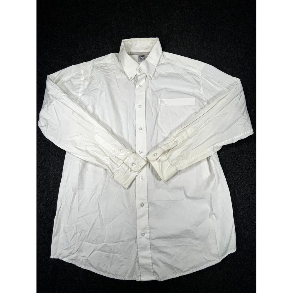 Cinch Shirt Mens Medium White Logo Back Box Shirttail Hem Button Down Western